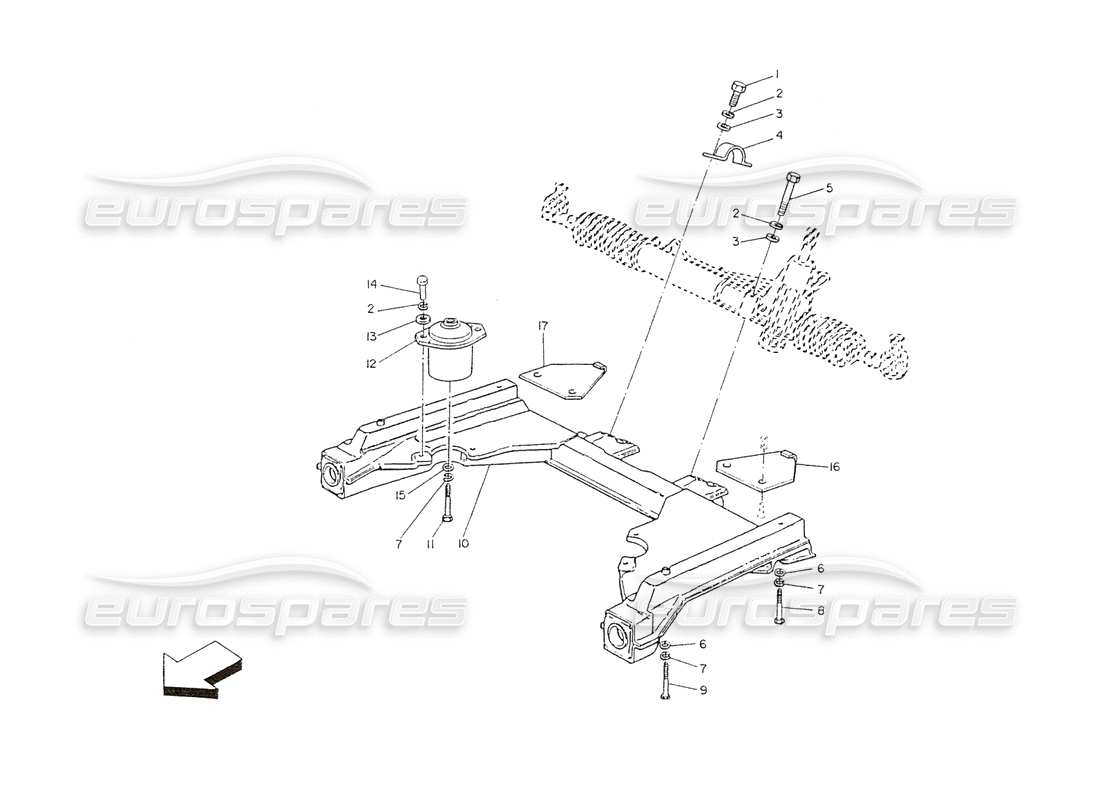 maserati shamal front chassis and steering box parts diagram