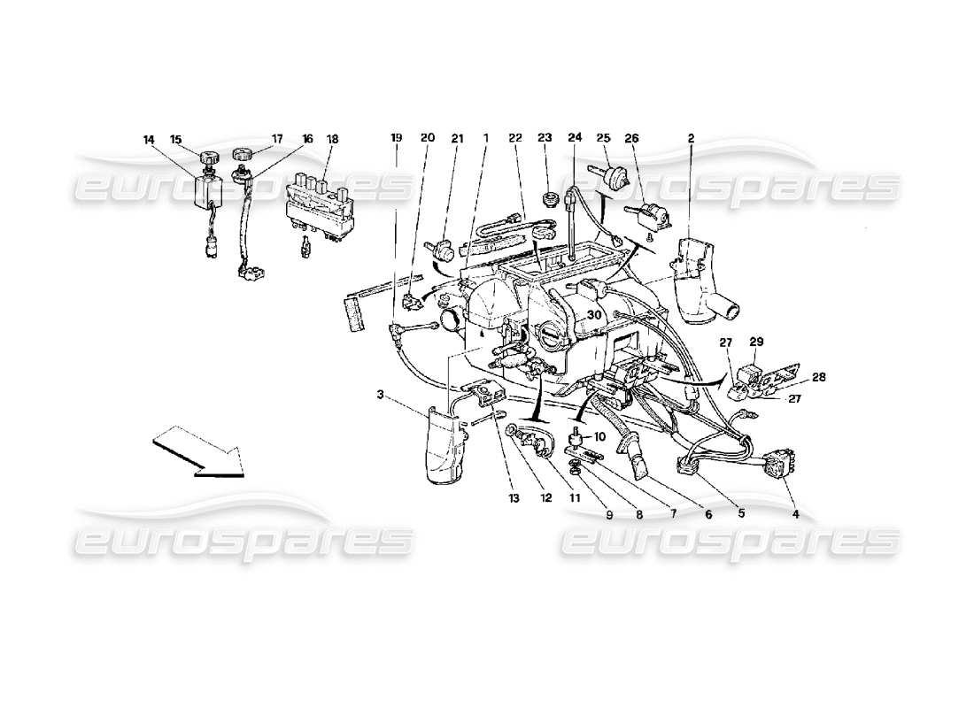 ferrari mondial 3.4 t coupe/cabrio air condition set parts diagram