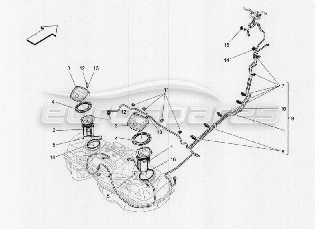 maserati qtp. v8 3.8 530bhp 2014 auto fuel pumps and connection lines parts diagram