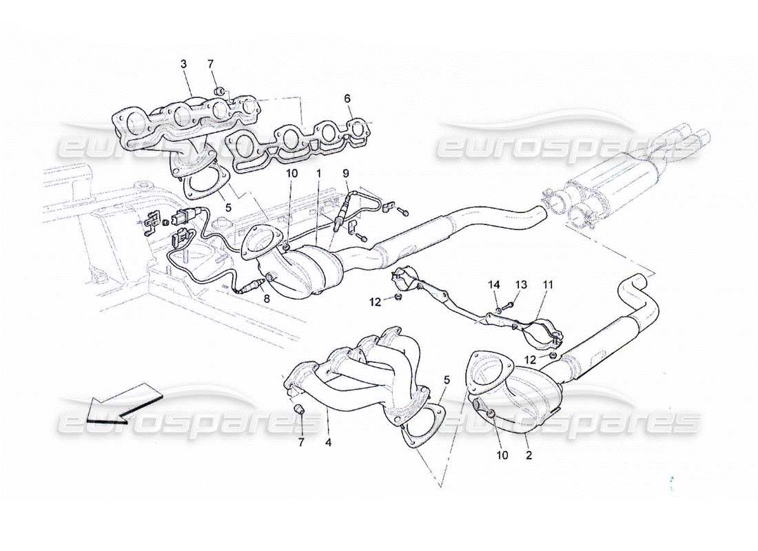 maserati qtp. (2010) 4.2 pre-catalytic converters and catalytic converters part diagram