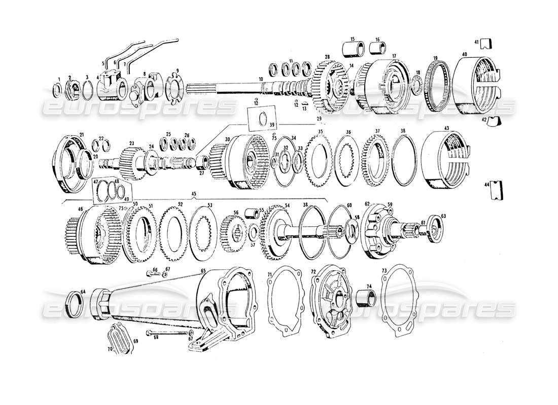 maserati khamsin automatic transmission gears part diagram