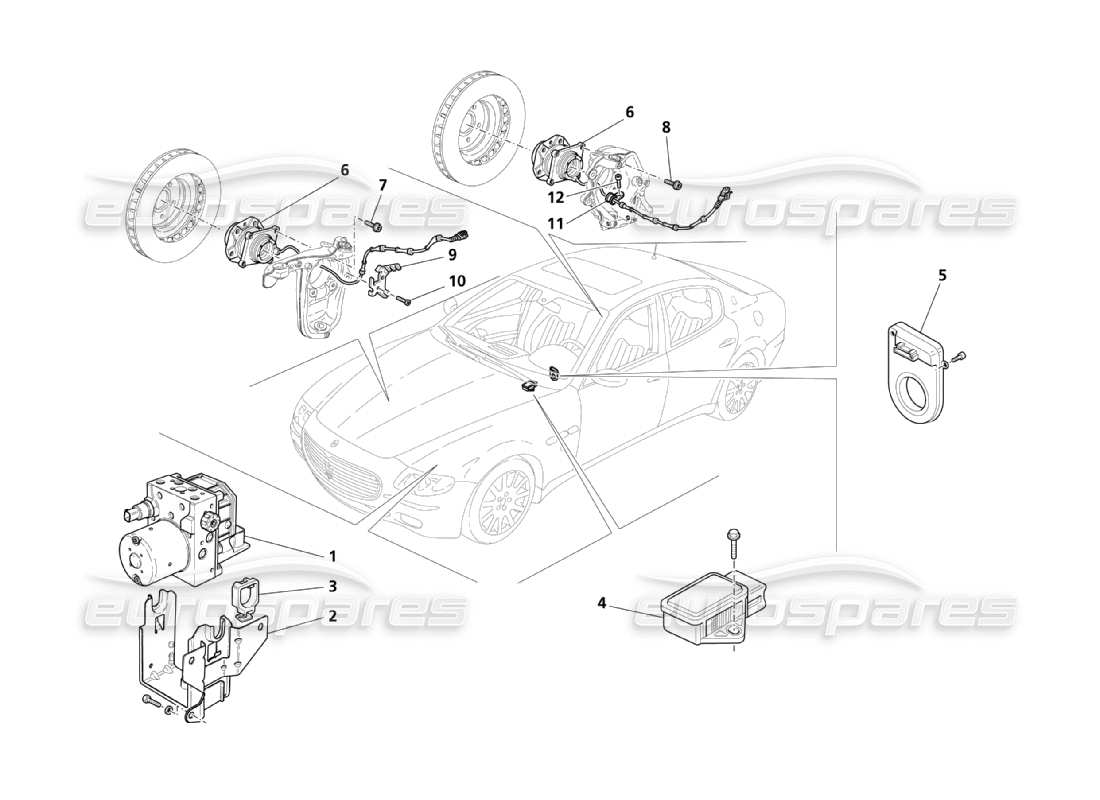 maserati qtp. (2003) 4.2 braking control systems parts diagram