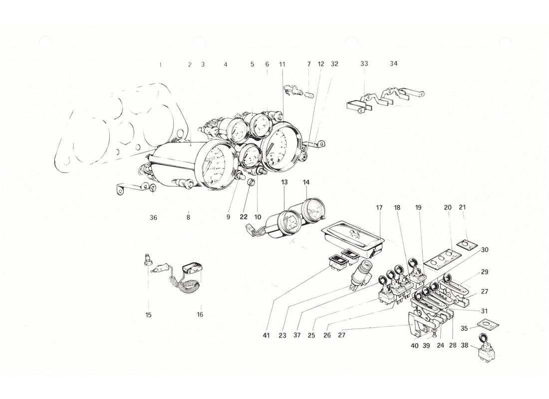 ferrari 208 gtb gts instruments and accessories parts diagram