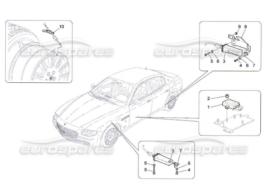 maserati qtp. (2010) 4.7 tyre pressure monitoring system parts diagram