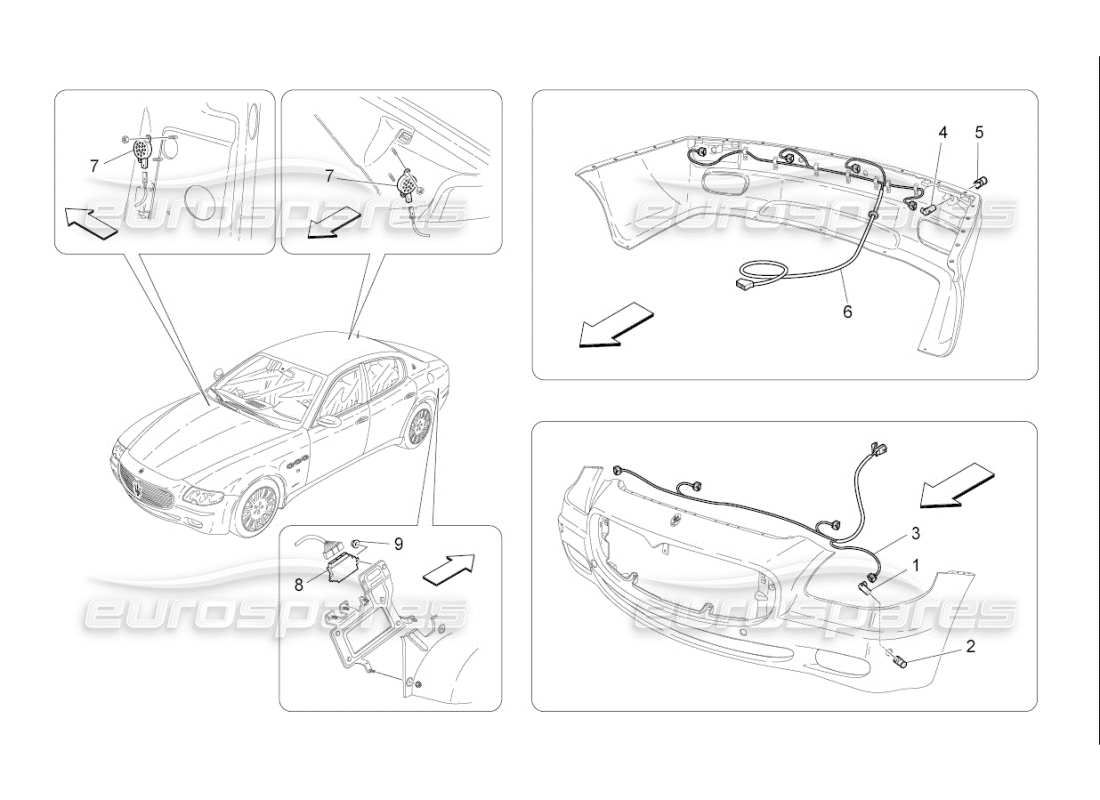 maserati qtp. (2008) 4.2 auto parking sensors part diagram