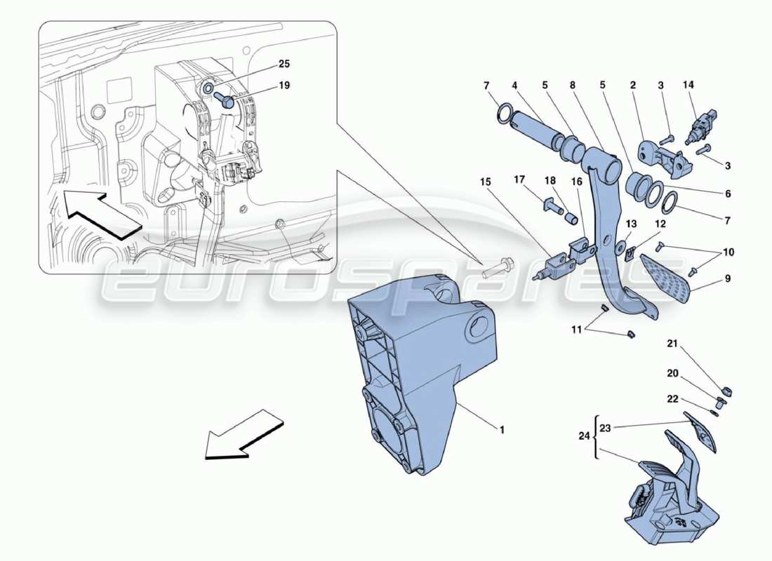 ferrari 488 challenge pedals parts diagram