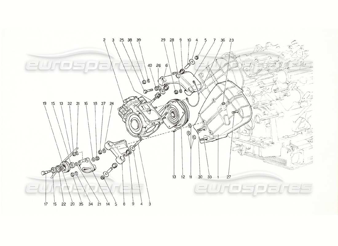 ferrari 308 gt4 dino (1976) air conditioning compressor and controls parts diagram