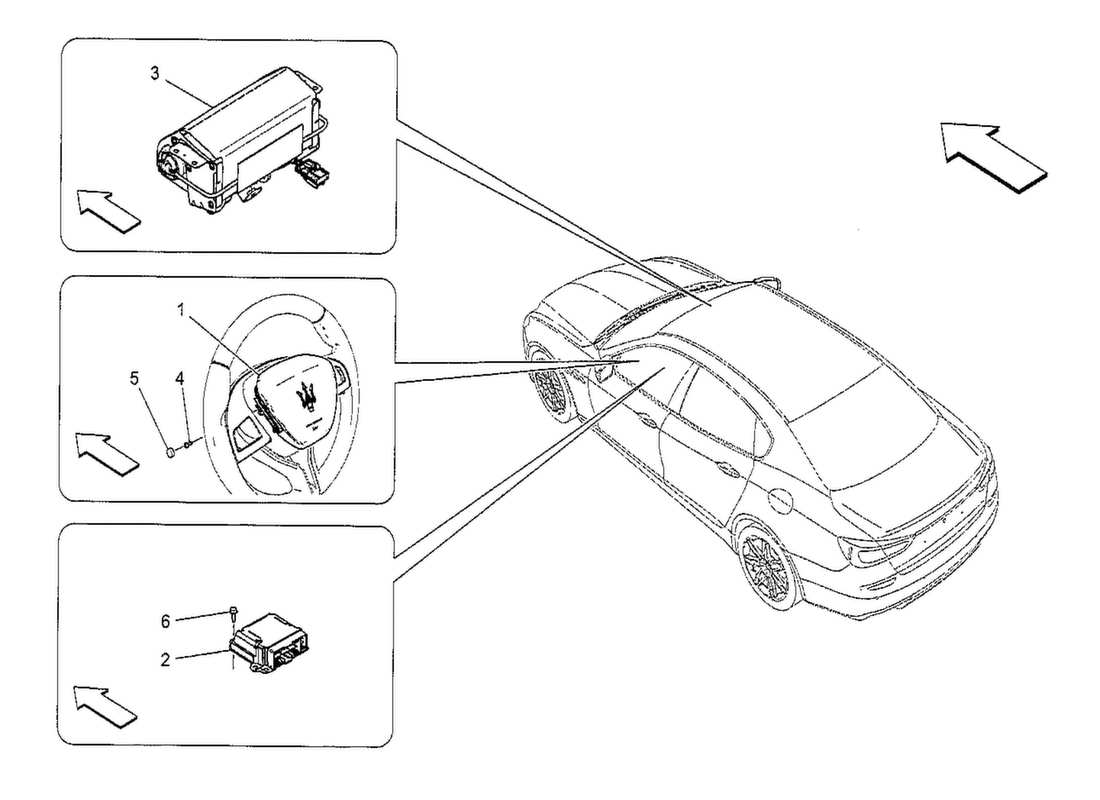 maserati qtp. v8 3.8 530bhp 2014 front airbag system parts diagram