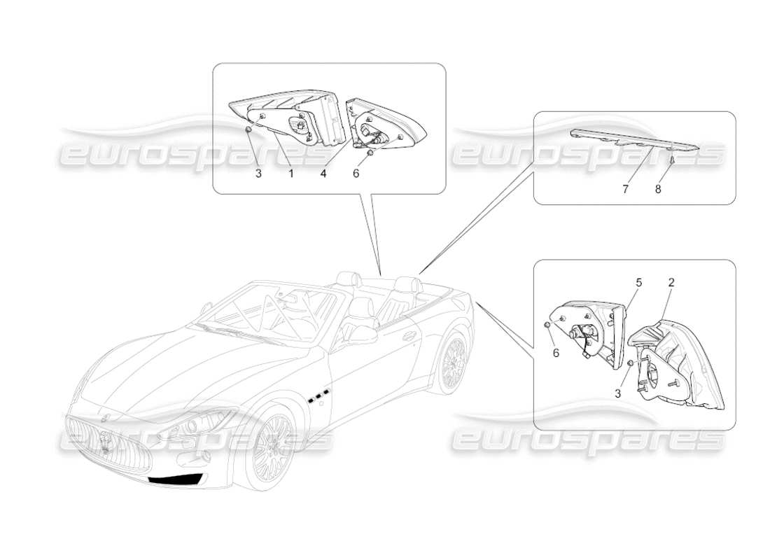 maserati grancabrio (2011) 4.7 taillight clusters parts diagram