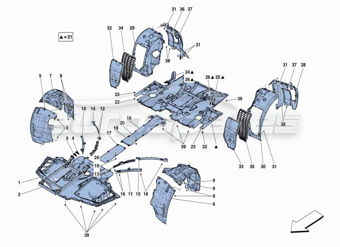 ferrari 488 challenge undertrays parts diagram