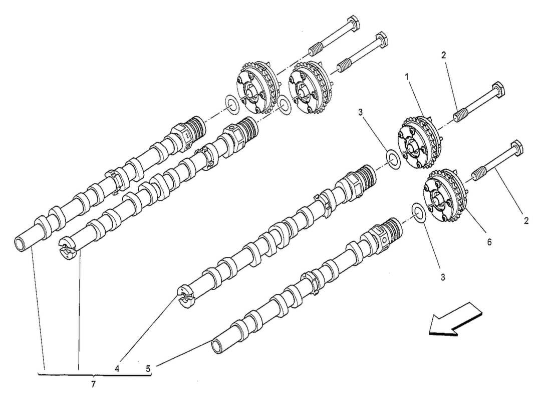 maserati qtp. v8 3.8 530bhp 2014 lh cylinder head camshaft parts diagram