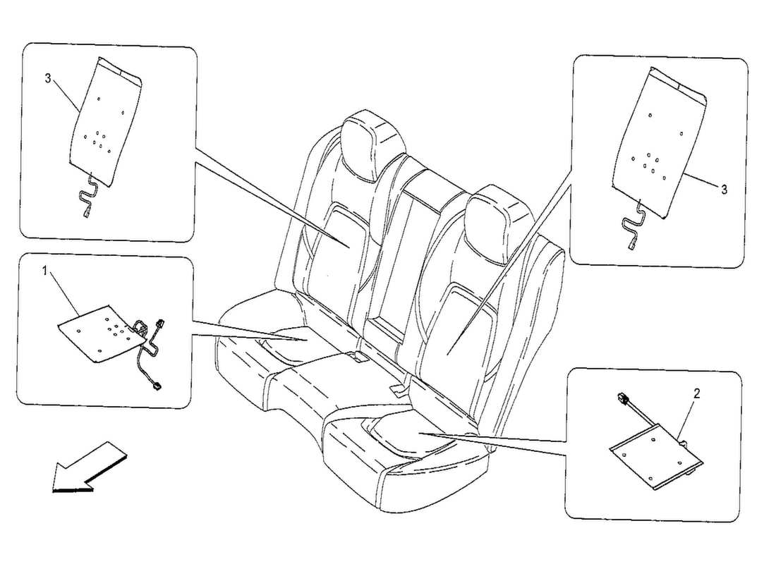 maserati qtp. v8 3.8 530bhp 2014 rear seats: mechanics and electronics parts diagram