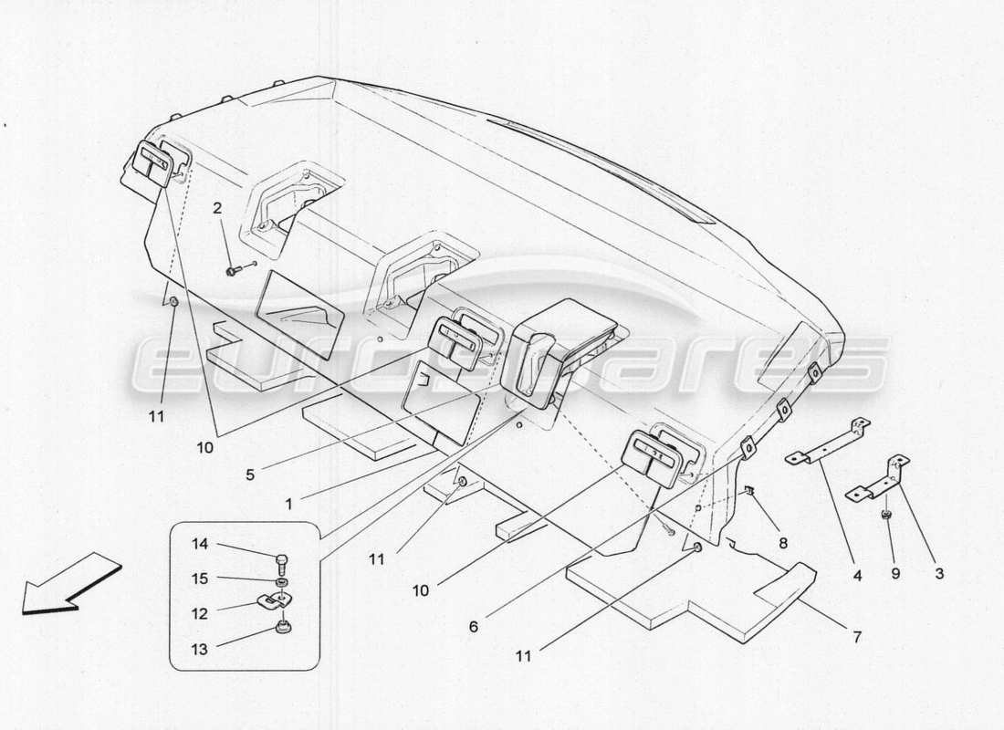 maserati qtp. v8 3.8 530bhp 2014 auto rear parcel shelf parts diagram
