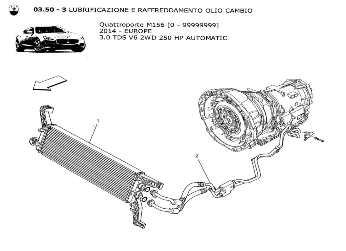 maserati qtp. v6 3.0 tds 250bhp 2014 lubrication and gearbox oil cooling parts diagram