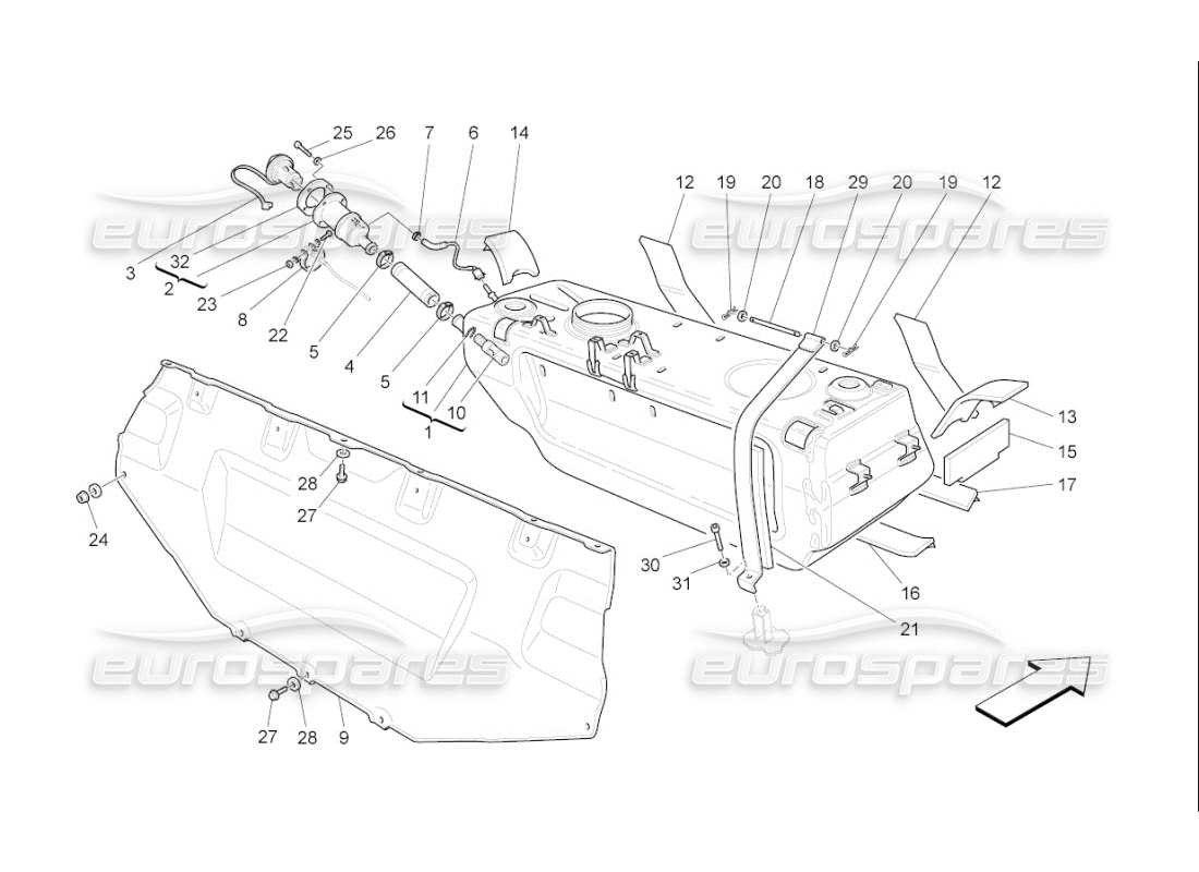 maserati qtp. (2007) 4.2 f1 fuel tank part diagram