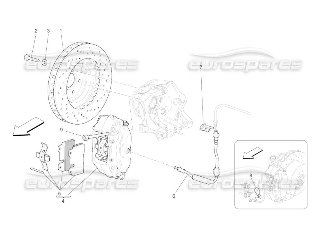 maserati grancabrio (2010) 4.7 braking devices on rear wheels part diagram