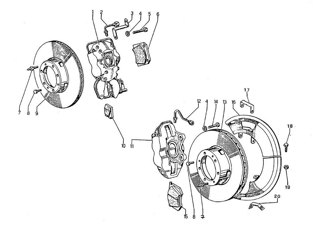 lamborghini jarama dischi e pinze - freni parts diagram