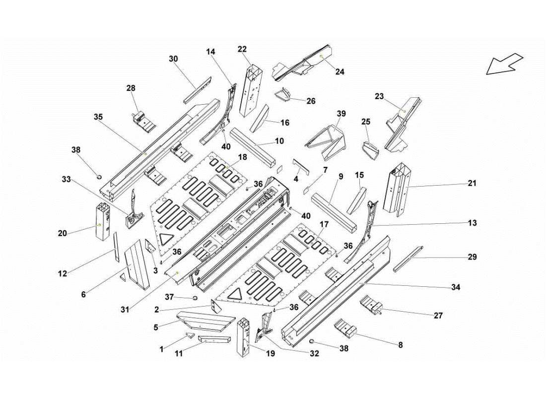 LAMBORGHINI GALLARDO STS II SC CENTER FRAME ELEMENTS PART DIAGRAM lamborghini gallardo sts ii sc center frame elements part diagram