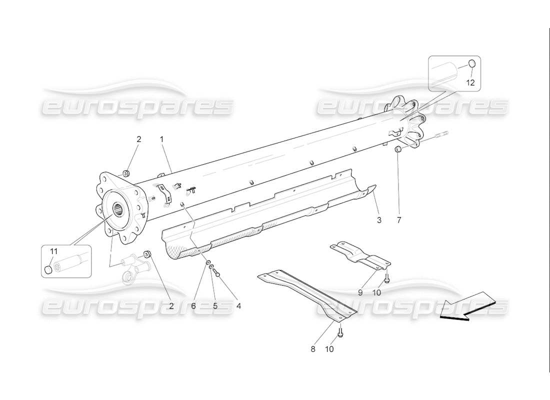 maserati qtp. (2006) 4.2 f1 transmission pipe part diagram