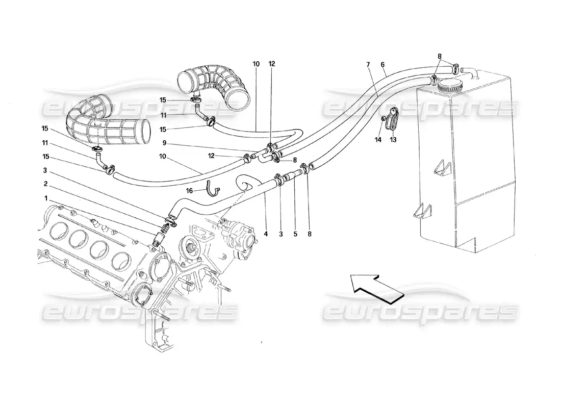 ferrari 348 (1993) tb / ts blow - by system parts diagram