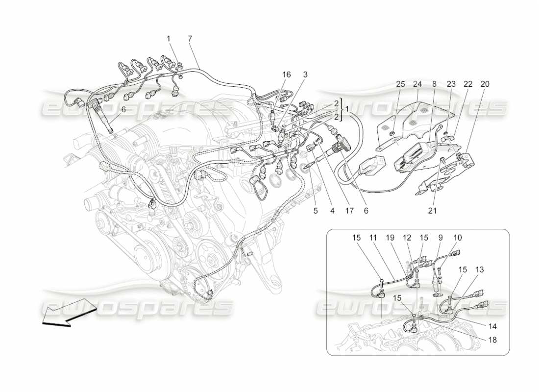 maserati grancabrio (2010) 4.7 electronic control: injection and engine timing control part diagram
