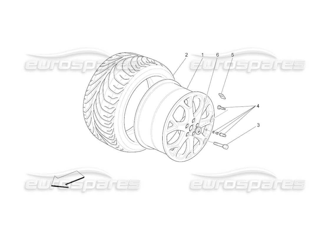 maserati grancabrio (2010) 4.7 wheels and tyres part diagram