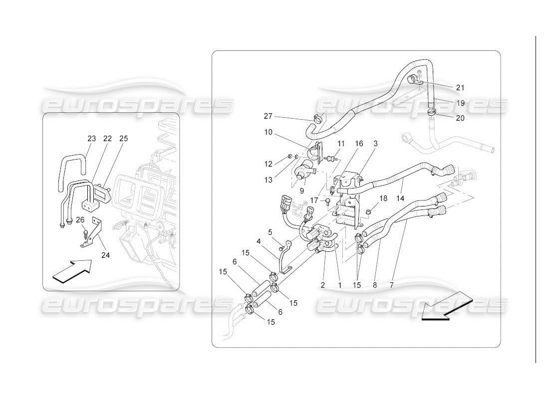maserati qtp. (2007) 4.2 auto a c unit: engine compartment devices parts diagram