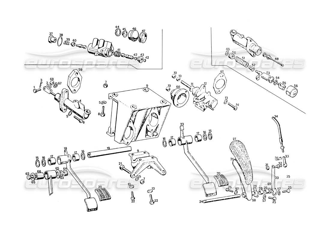 maserati khamsin pedals parts diagram