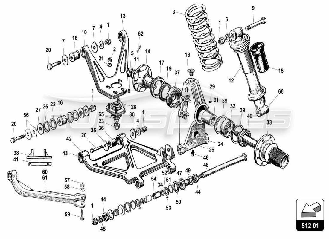 LAMBORGHINI MIURA P400S REAR SUSPENSION PART DIAGRAM lamborghini miura p400s rear suspension part diagram