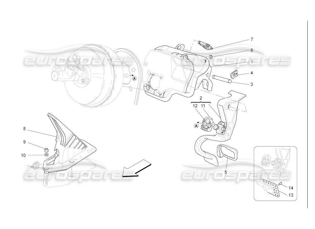 maserati qtp. (2007) 4.2 auto complete pedal board unit parts diagram