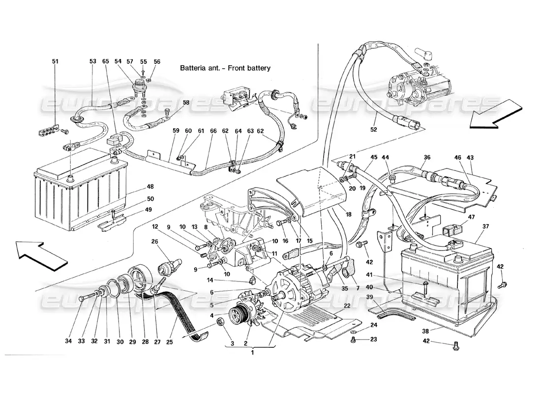 ferrari 348 (1993) tb / ts current generator - battery parts diagram
