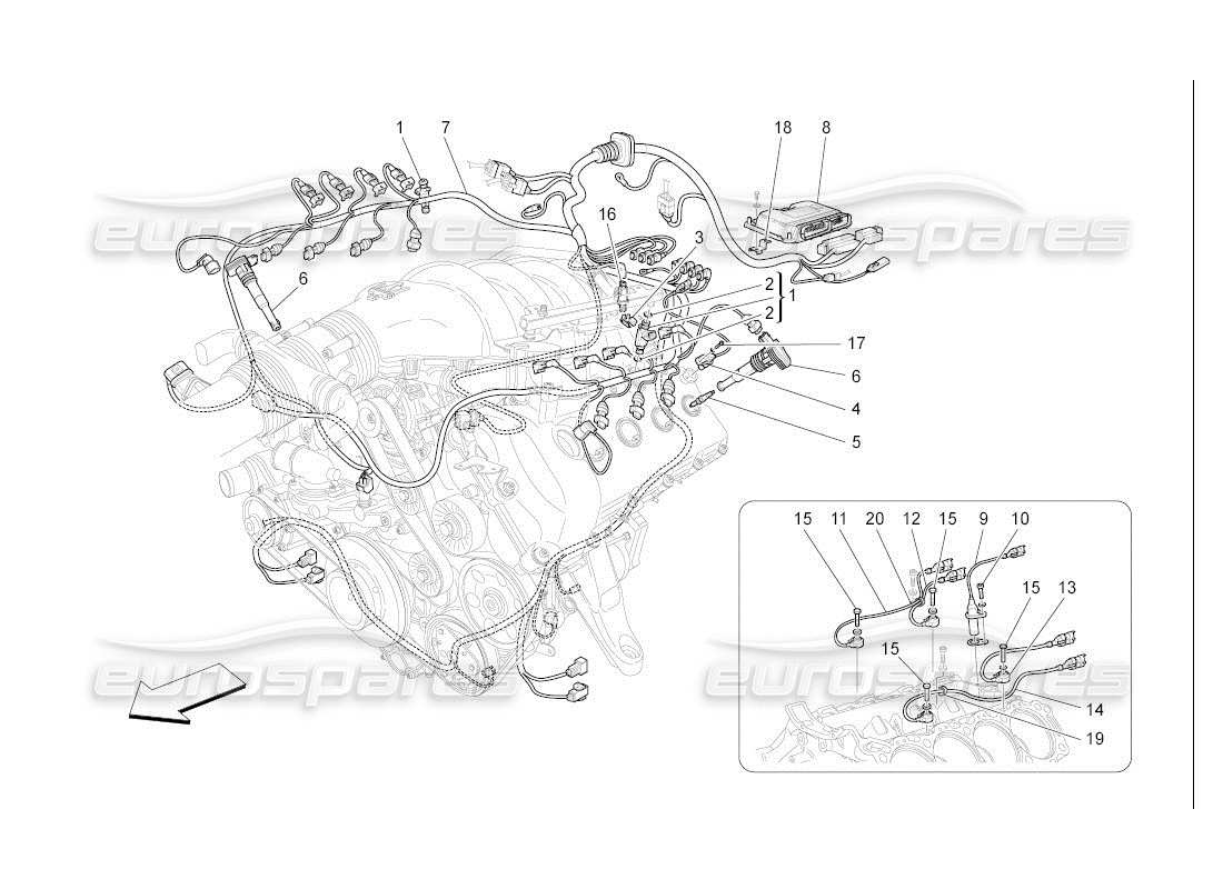 maserati qtp. (2007) 4.2 auto electronic control: injection and engine timing control parts diagram