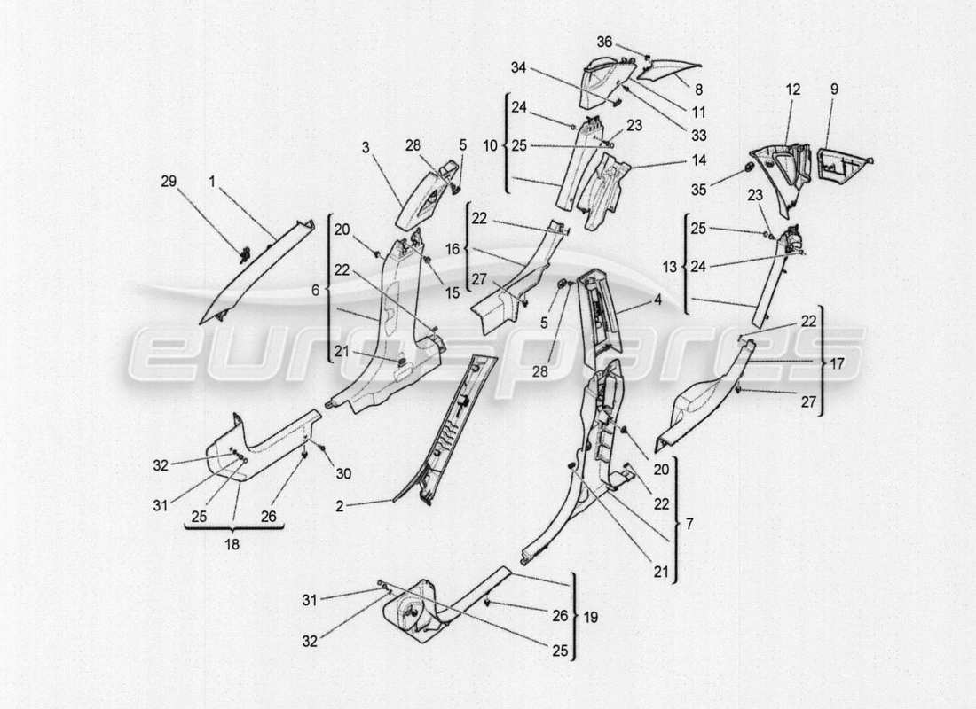 maserati qtp. v8 3.8 530bhp auto 2015 rear seats: mechanics and electronics parts diagram