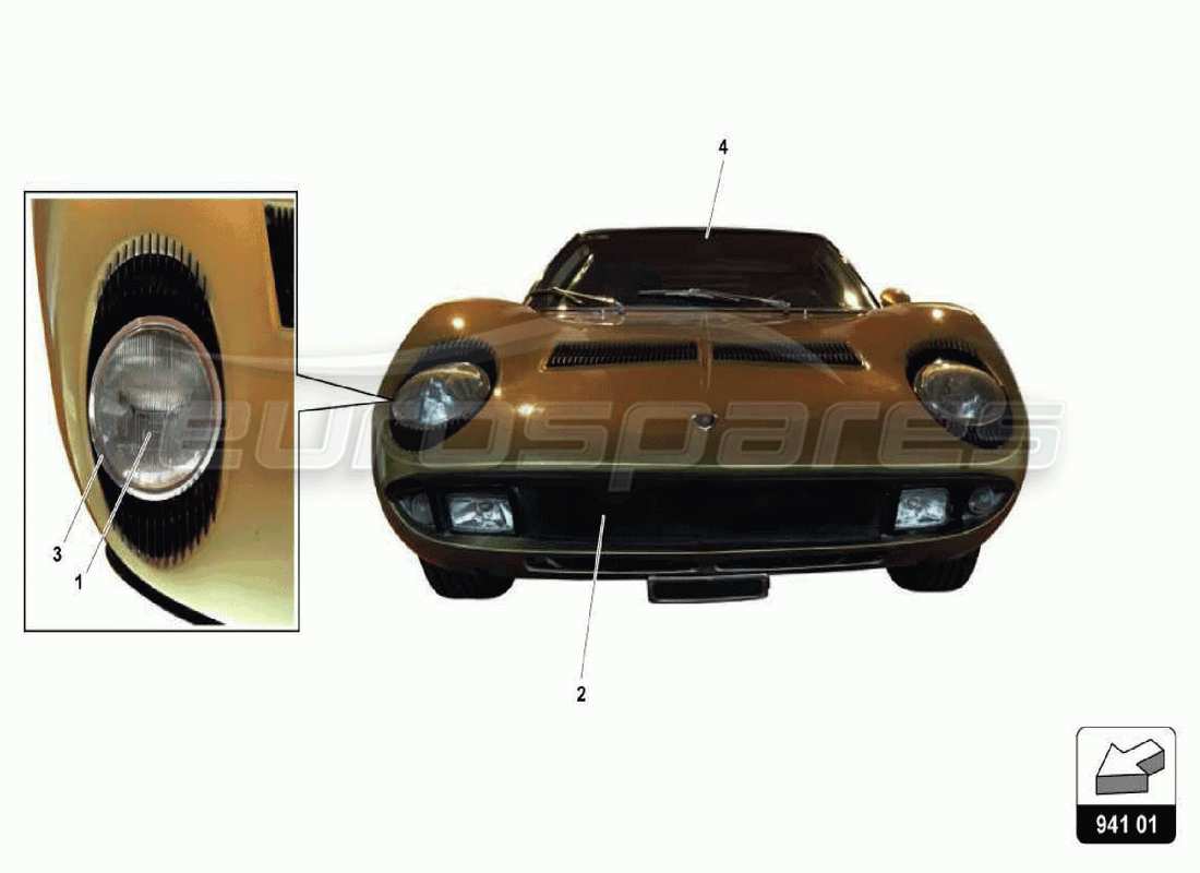 LAMBORGHINI MIURA P400S LIGHTS PART DIAGRAM lamborghini miura p400s lights part diagram
