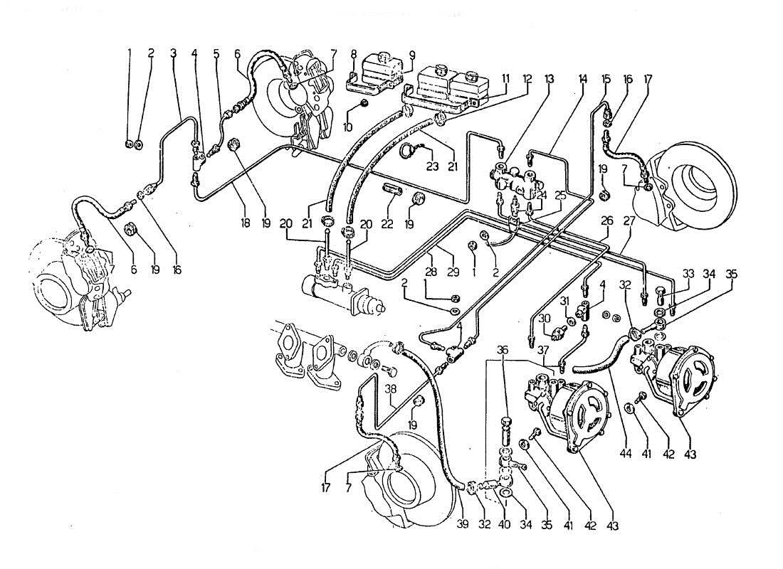 lamborghini jarama impianto freni (tubazioni) parts diagram
