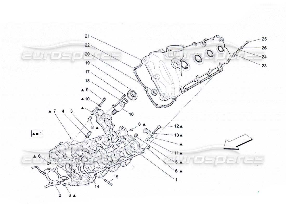 maserati qtp. (2010) 4.2 lh cylinder head parts diagram