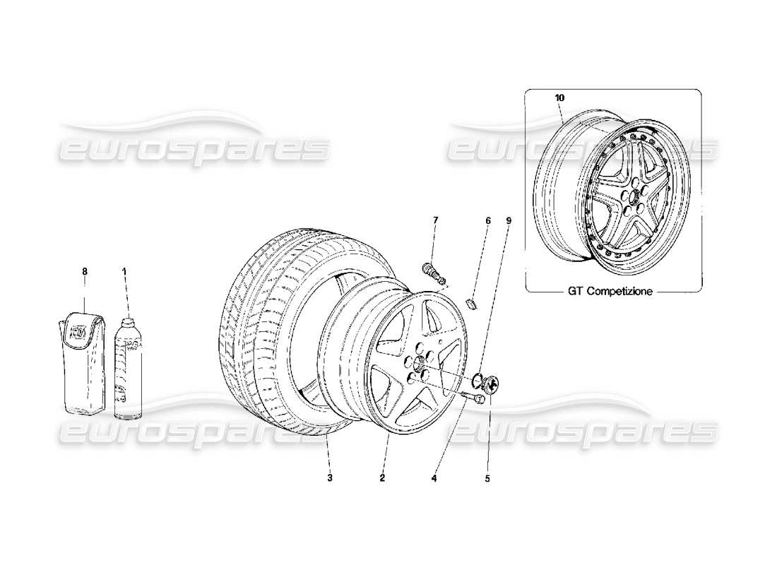 ferrari 348 (2.7 motronic) wheels parts diagram