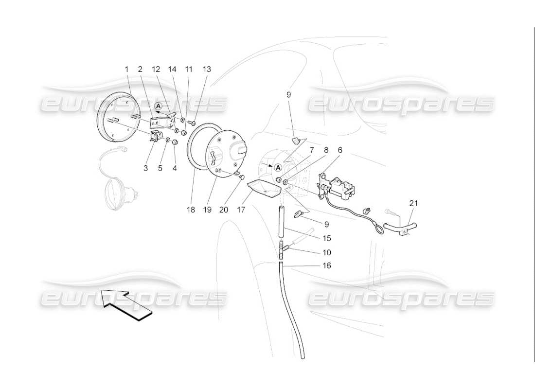 maserati qtp. (2008) 4.2 auto fuel tank door and controls part diagram