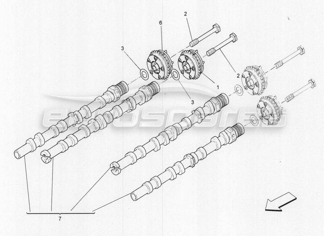 maserati qtp. v8 3.8 530bhp 2014 auto rh cylinder head camshafts parts diagram