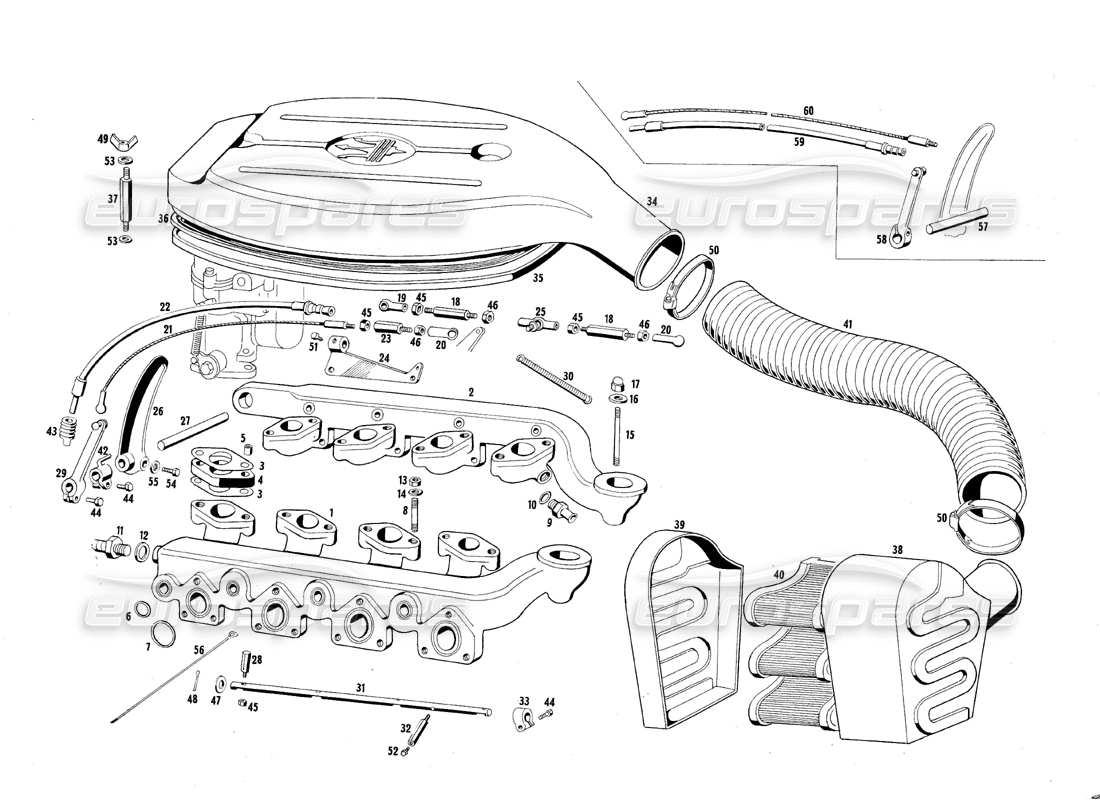 maserati mexico air intake manfold and filter parts diagram