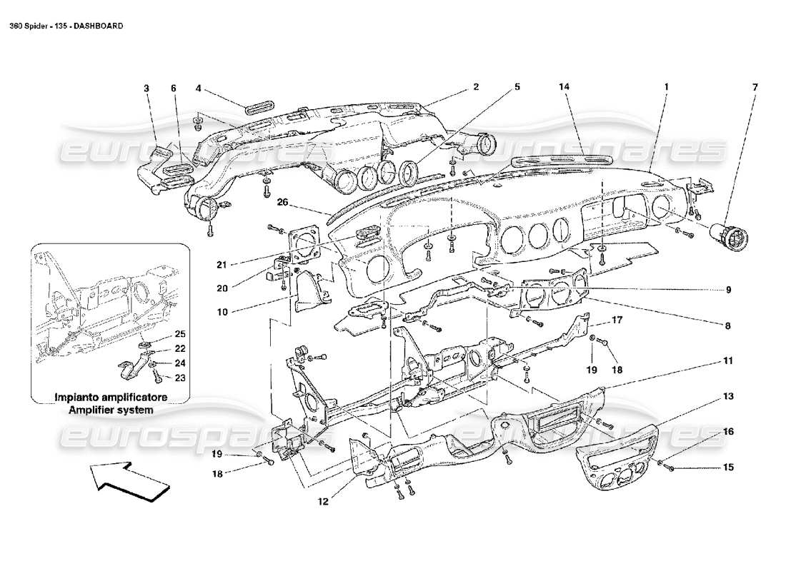 FERRARI 360 SPIDER DASHBOARD PART DIAGRAM ferrari 360 spider dashboard part diagram