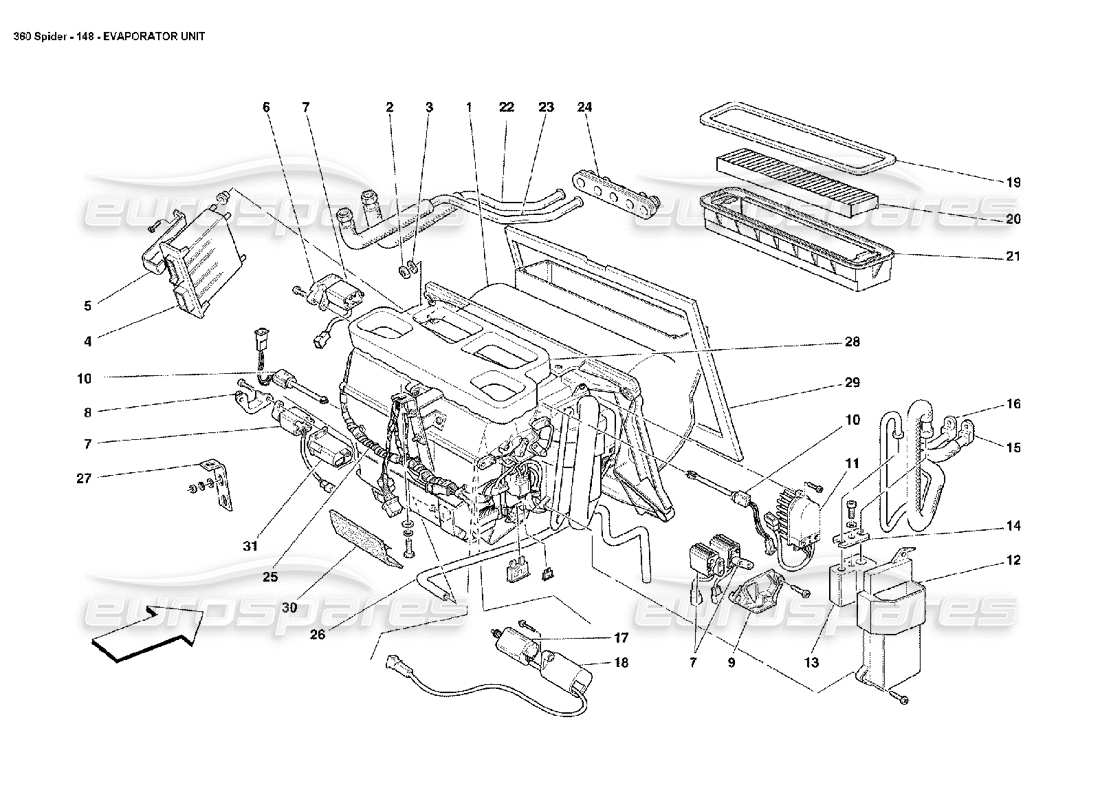 FERRARI 360 SPIDER EVAPORATOR UNIT PART DIAGRAM ferrari 360 spider evaporator unit part diagram
