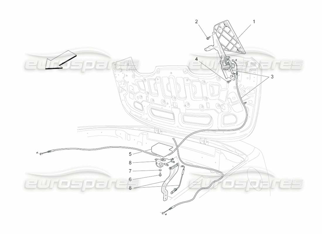 maserati grancabrio (2010) 4.7 electrical capote: flaps parts diagram