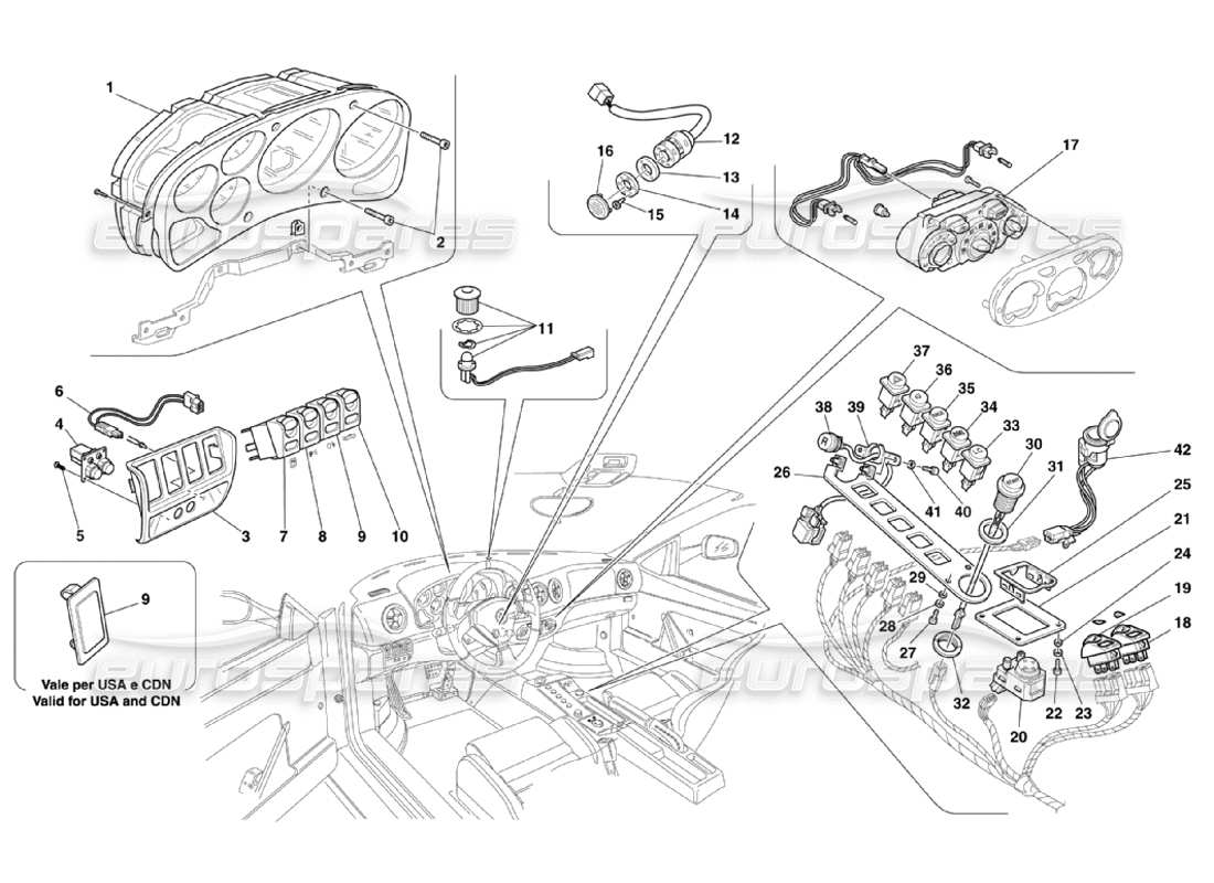 ferrari 360 challenge stradale dashboard instruments parts diagram