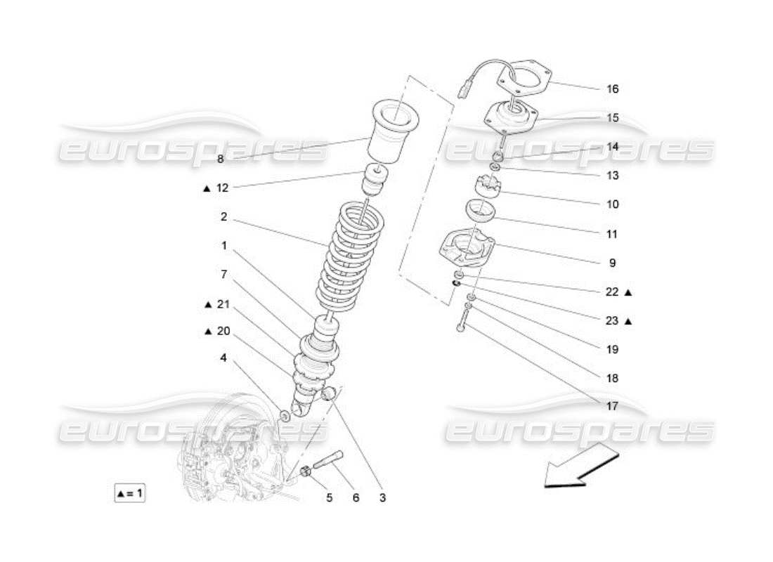 maserati qtp. (2005) 4.2 rear shock absorber devices parts diagram