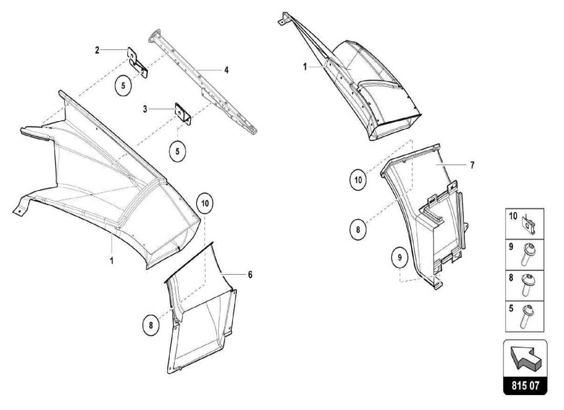 lamborghini centenario spider air duct cardboard parts diagram