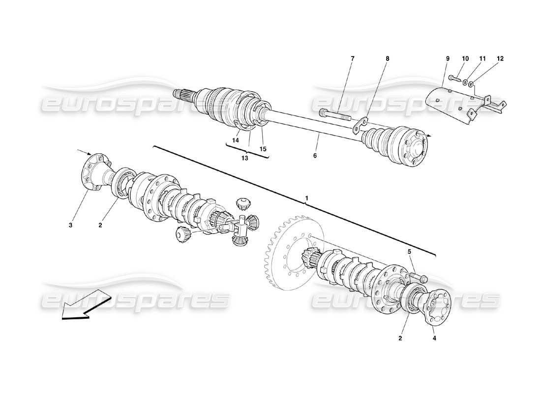 ferrari 360 challenge (2000) differential & axle shafts parts diagram