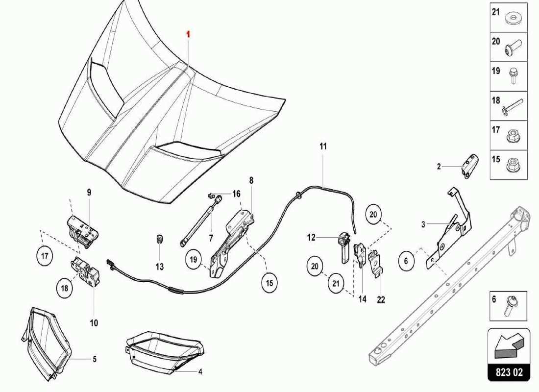 lamborghini centenario spider front hood parts diagram