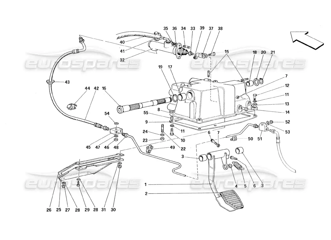 ferrari 348 (1993) tb / ts clutch release control parts diagram