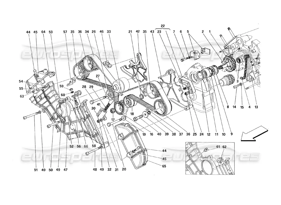ferrari 348 (1993) tb / ts timing - controls parts diagram
